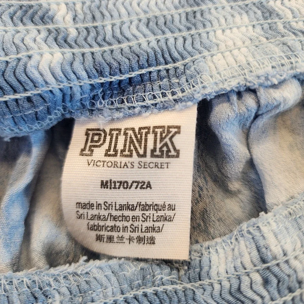 Victoria's Secret PINK‎ Blue Tie Dye Smocked Waist Shorts Women's Medium Flowy M